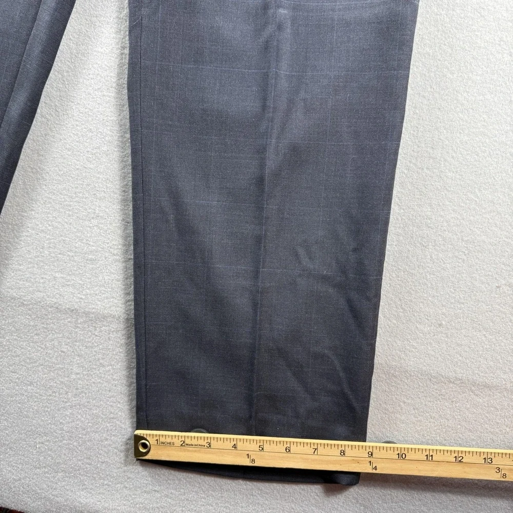 Lauren Ralph Lauren Pants Mens 38x30 Gray Wool Check Flat Front Dress Slacks